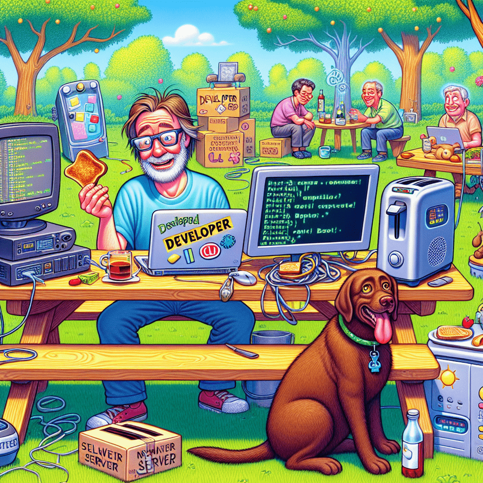 Bob configuring his quantum workflow on a cartoon laptop