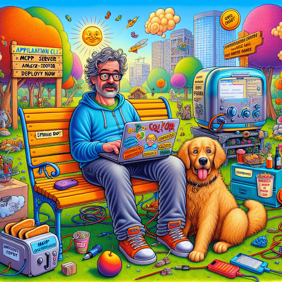 Bob configuring his quantum workflow on a cartoon laptop